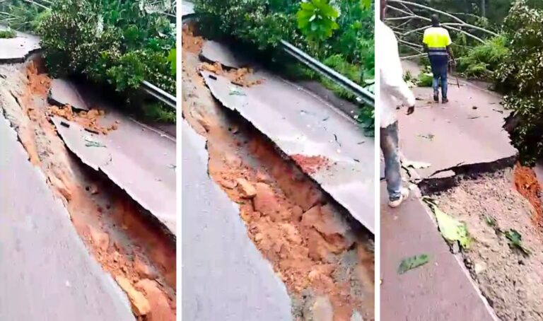 Gabon : effondrement de la route ce matin à Ovan